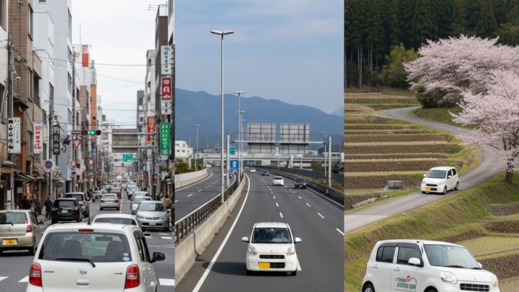 様々なシーンを走るノンターボ軽自動車
