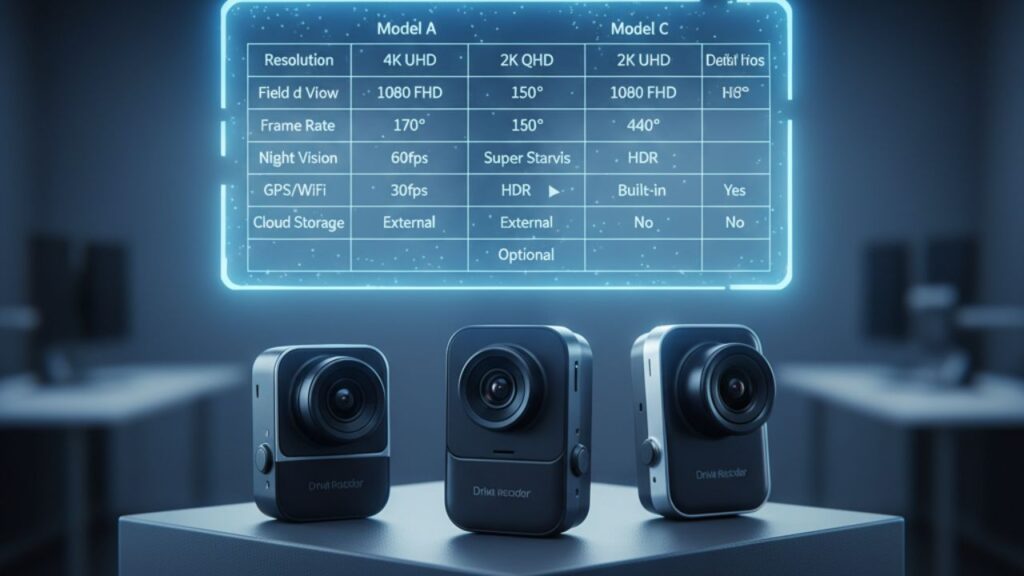 主要人気ドラレコモデルの機能・性能比較一覧表