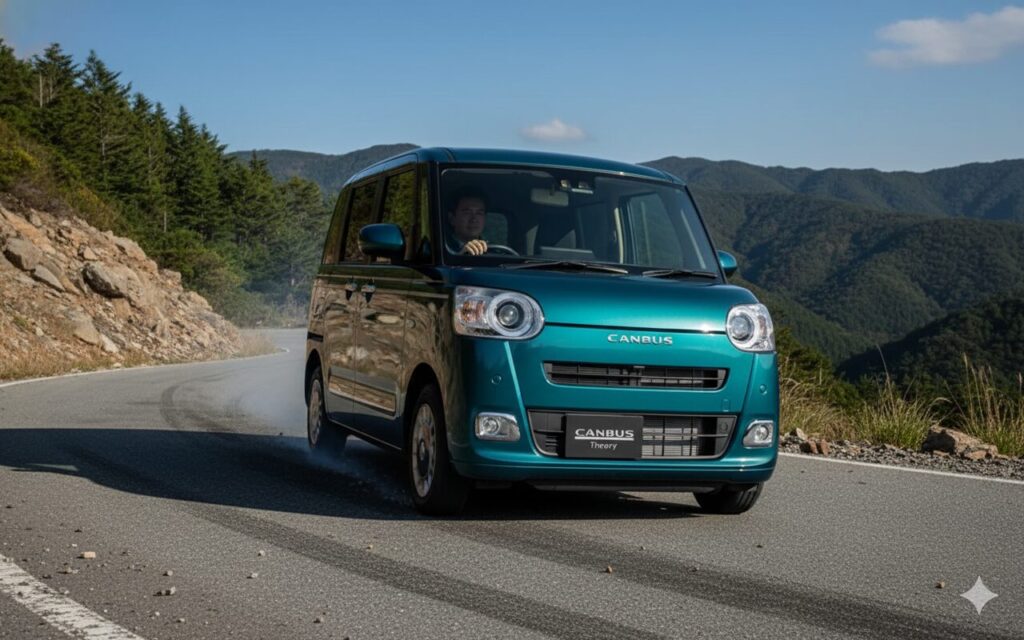 重たい車体をNAエンジンで動かしきれず、坂道で苦戦する軽ハイトワゴンの写真
