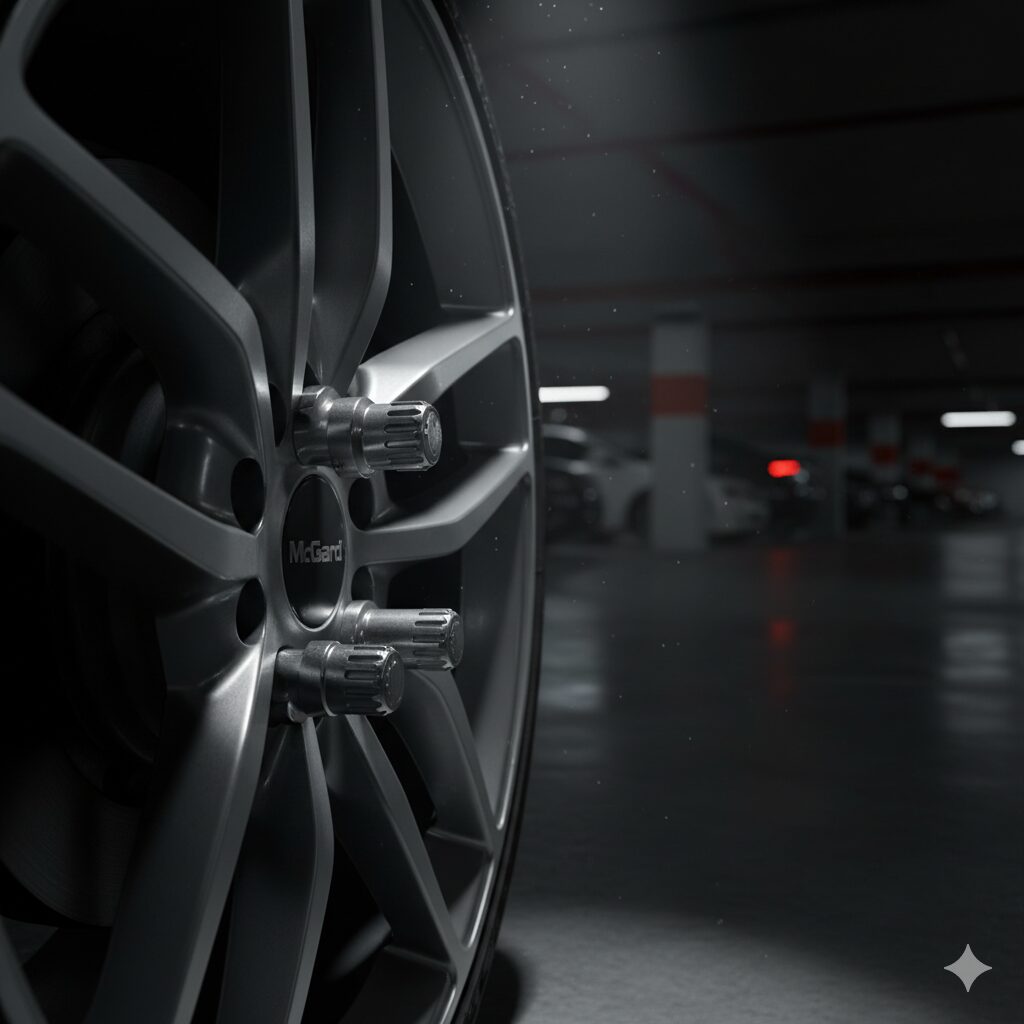 マックガード装着ホイールのクローズアップ