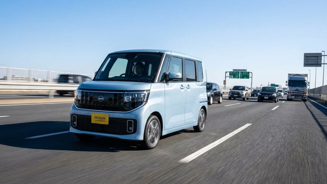 高速道路の合流や本線走行をスムーズにこなす、日産ルークスの安心感ある走行シーン