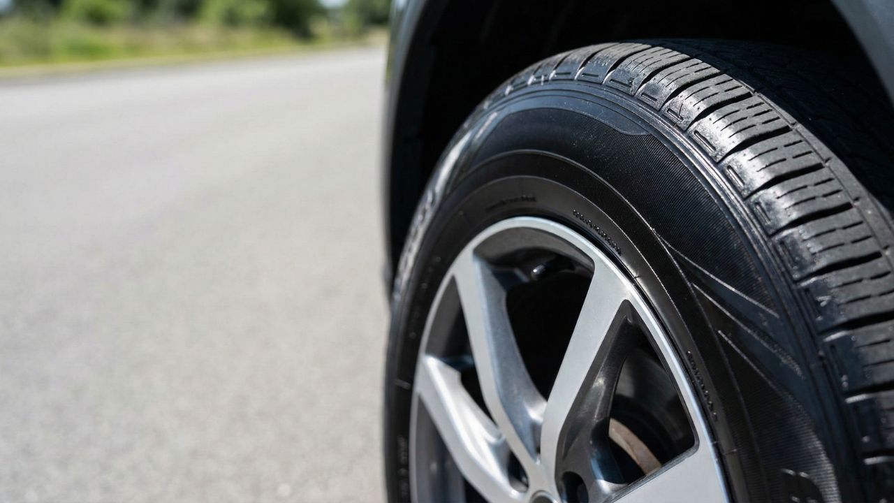 メンテナンスが行き届き、健康的で美しい黒艶を放つタイヤの理想的な仕上がり。