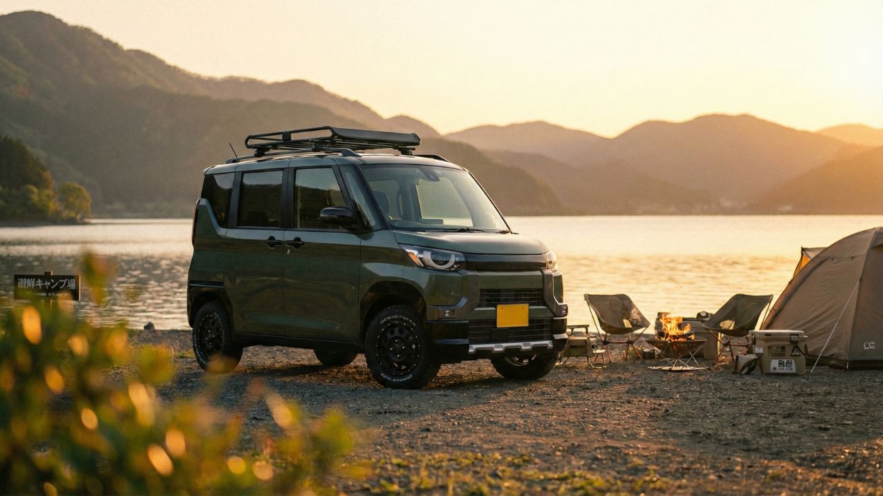 デリカミニの2WDと4WDの魅力を比較。街乗りとアウトドアの両立を表現したメインビジュアル画像