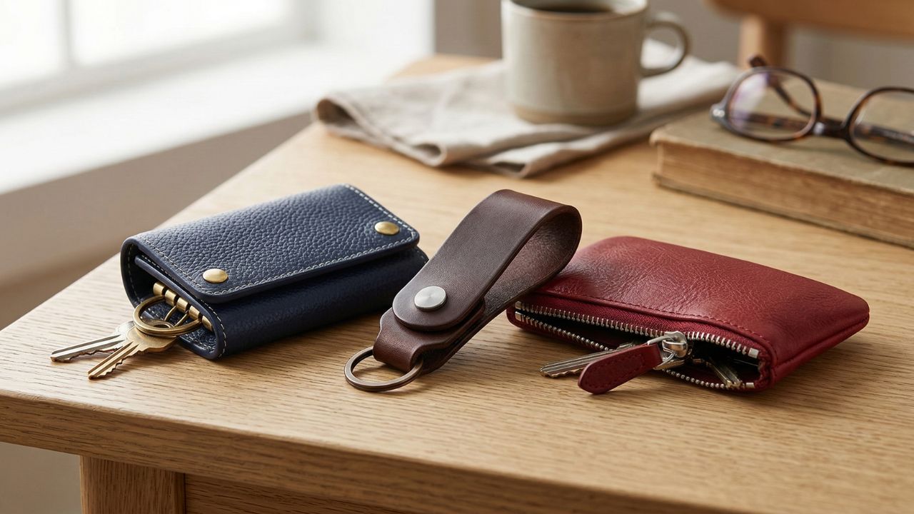 厳選されたおしゃれで機能的なスマートキーケースが並ぶ、おすすめアイテム紹介のメインビジュアル。