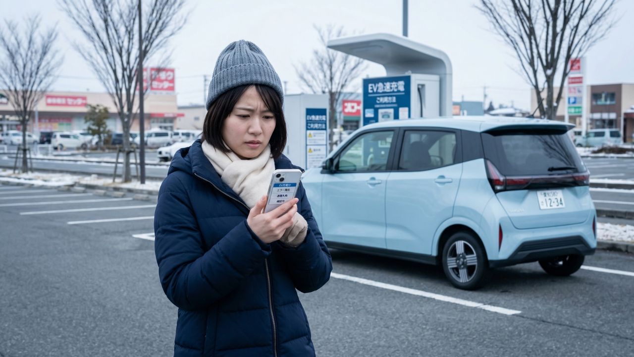 日産サクラを買って後悔するケースや、航続距離の短さ、充電制限といったデメリットの正体を解説する画像です。